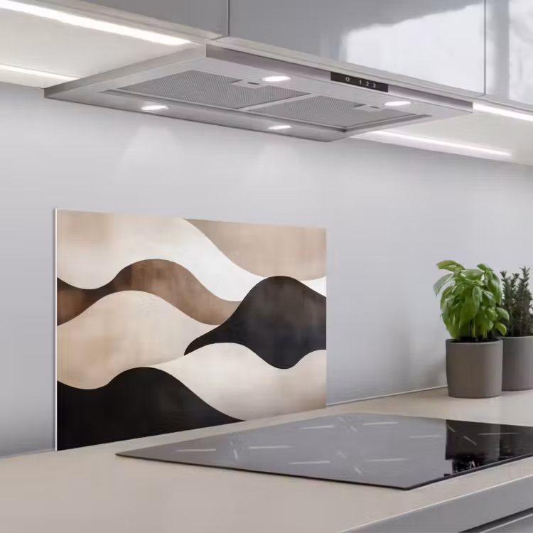Kitchen splashback for hob - Waves - Abstract - Beige — 1