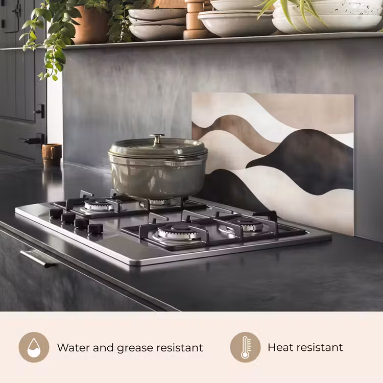 Kitchen splashback for hob - Waves - Abstract - Beige — 2