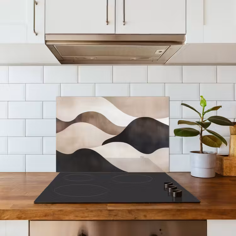 Kitchen splashback for hob - Waves - Abstract - Beige — 3