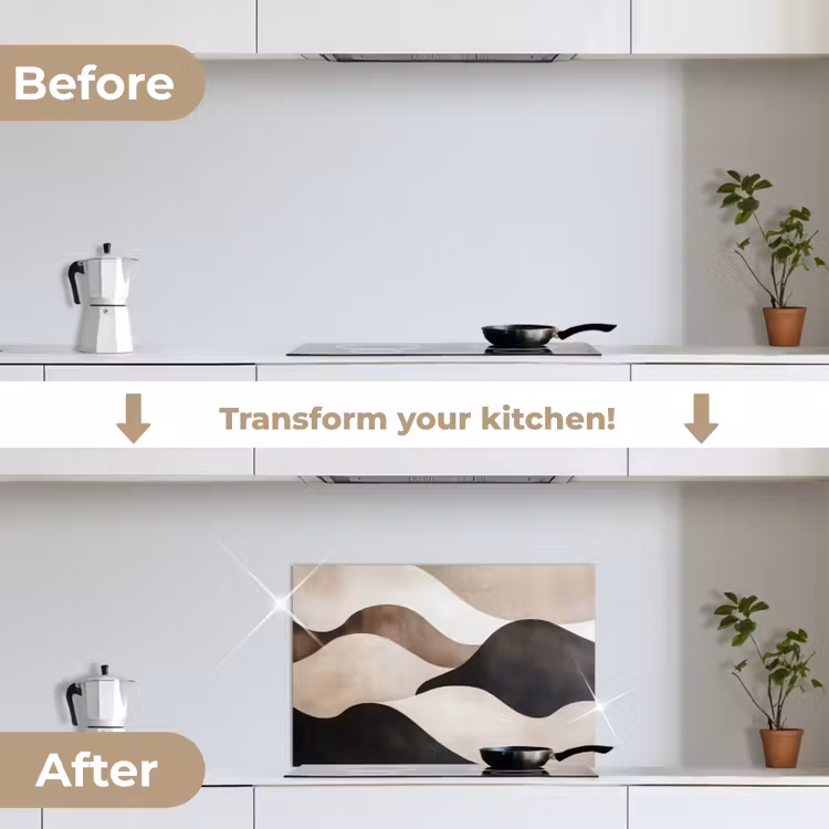 Kitchen splashback for hob - Waves - Abstract - Beige — 7