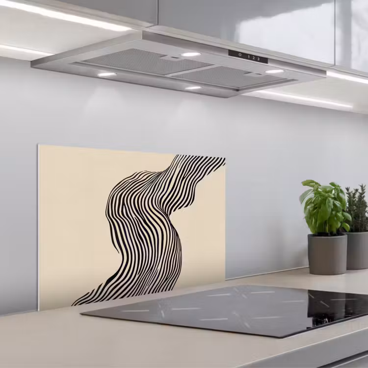 Kitchen splashback for hob - Wavy - Lines - Abstract - Silhouette — 1
