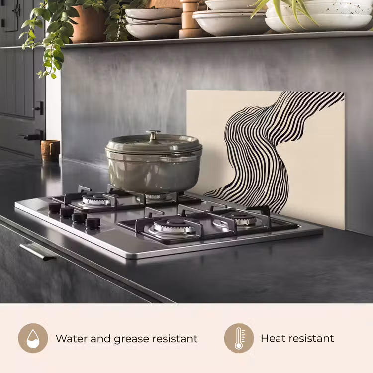 Kitchen splashback for hob - Wavy - Lines - Abstract - Silhouette — 2
