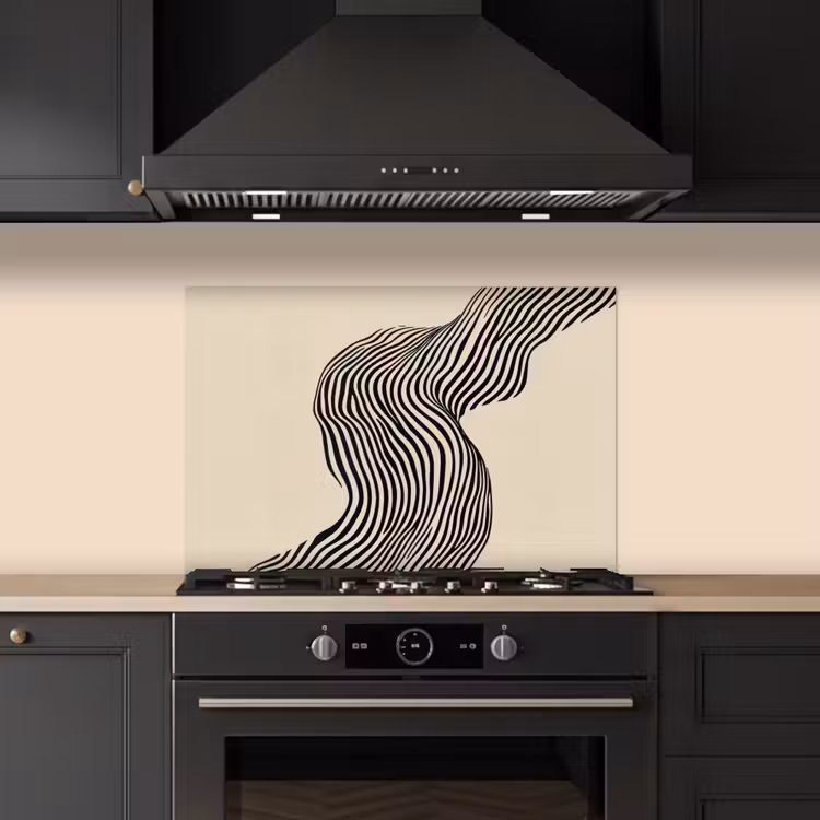 Kitchen splashback for hob - Wavy - Lines - Abstract - Silhouette — 5