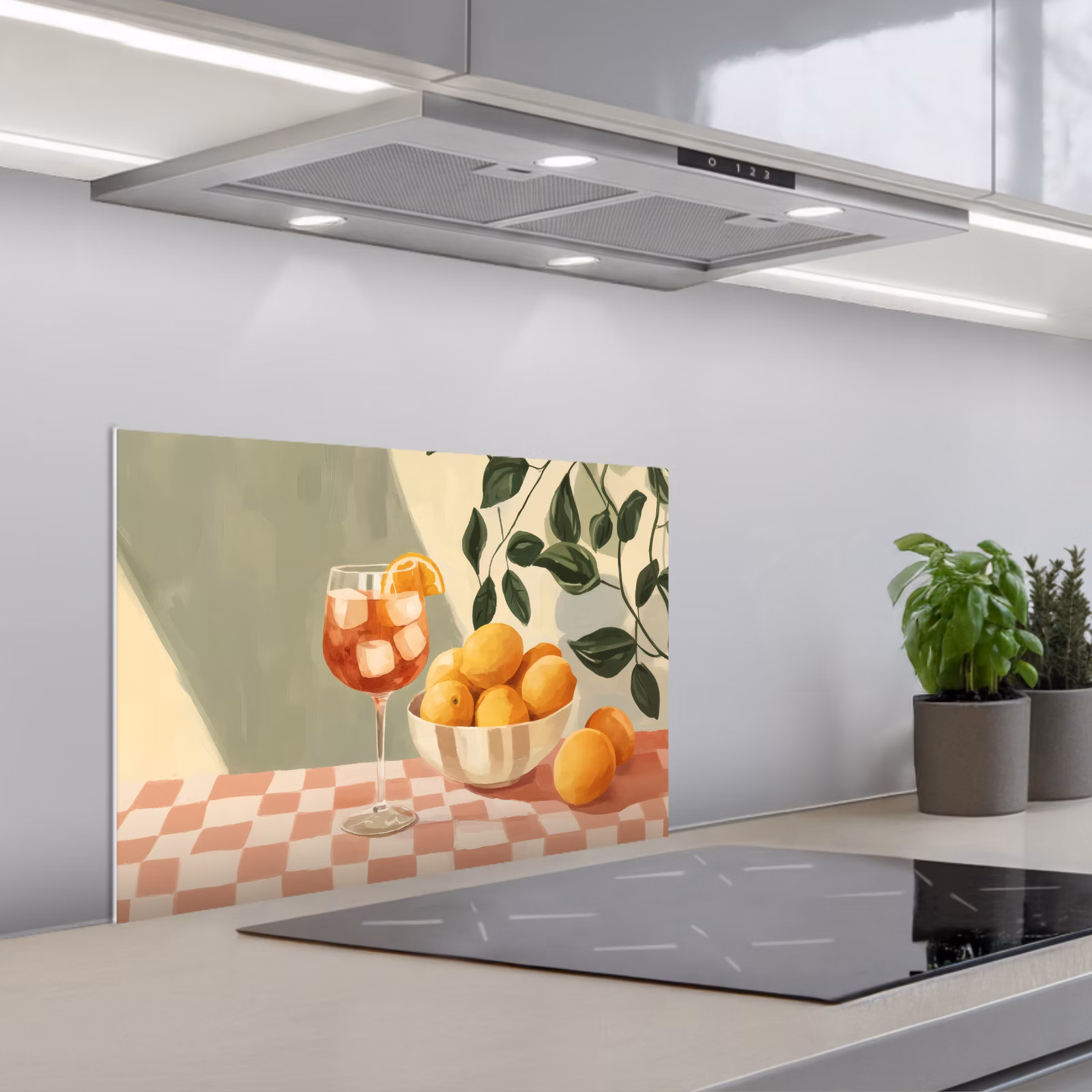 Kitchen splashback for hob - Lemons - Glass - Tablecloth - Blocked — 1