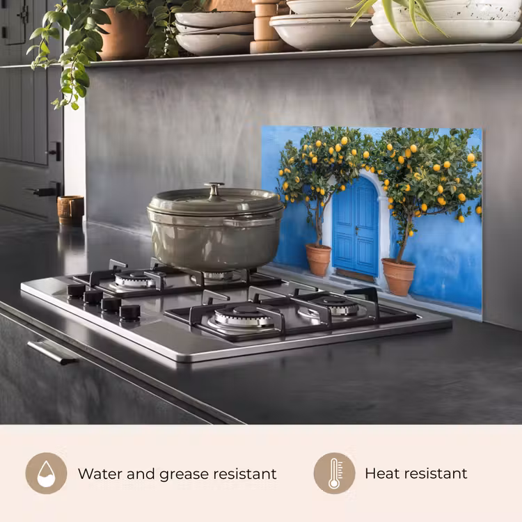 Kitchen splashback for hob - Lemon trees - Yellow - Door - Pots — 2