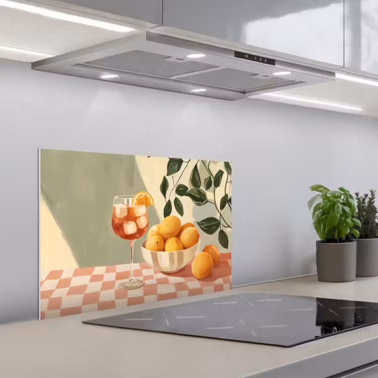 Kitchen splashback for hob - Lemons - Glass - Tablecloth - Blocked — 1