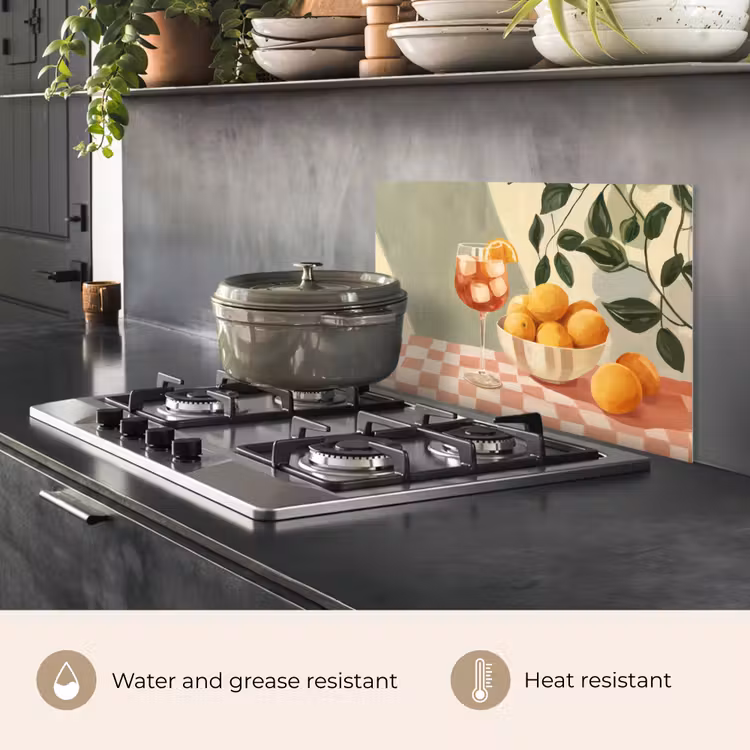 Kitchen splashback for hob - Lemons - Glass - Tablecloth - Blocked — 2