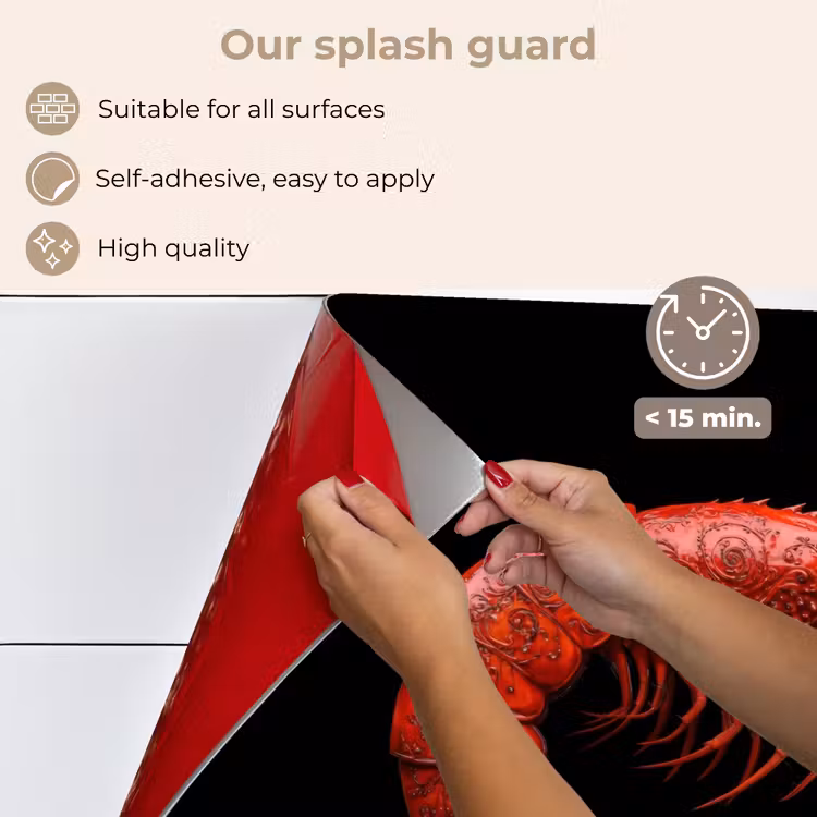 Kitchen splashback for hob - Shrimp - Red - Animals — 4