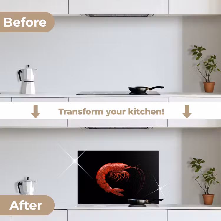 Kitchen splashback for hob - Shrimp - Red - Animals — 7