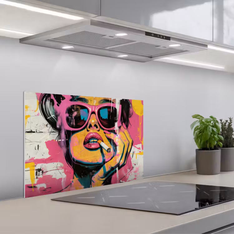 Kitchen splashback for hob - Portrait - Woman - Abstract - Sunglasses — 1