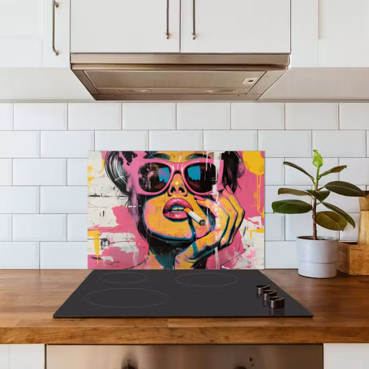 Kitchen splashback for hob - Portrait - Woman - Abstract - Sunglasses — 3