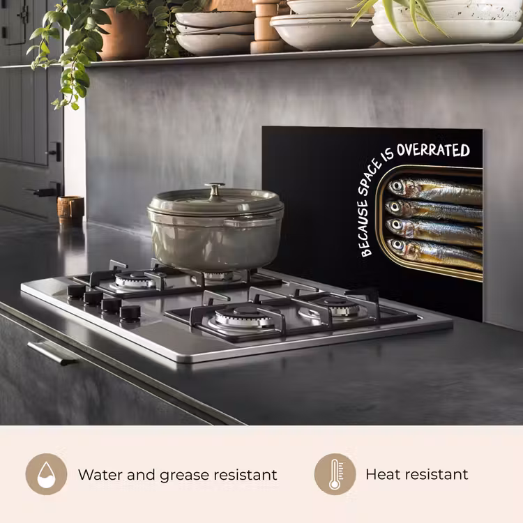 Kitchen splashback for hob - Sardines - Text - Fish - Canned — 2