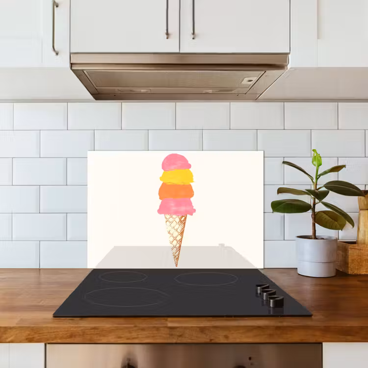 Kitchen splashback for hob - Scoop ice cream - Horn - Illustration - Minimalist — 3