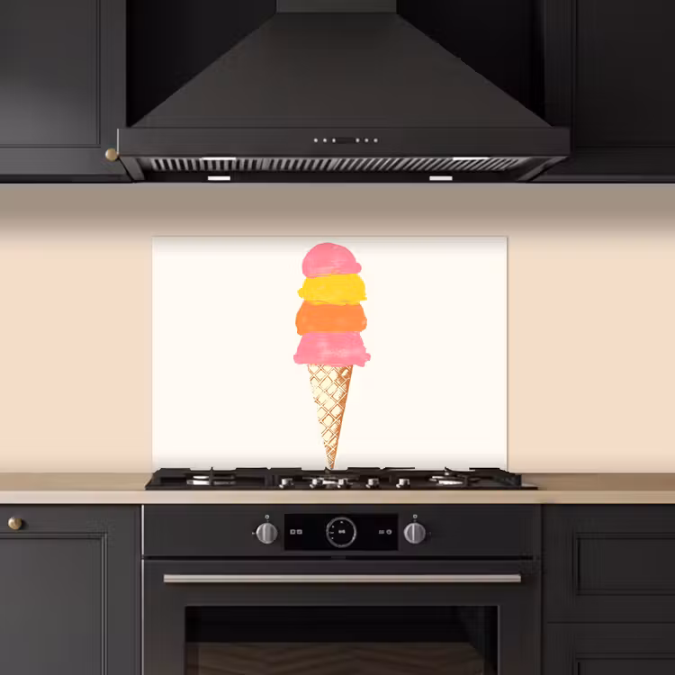 Kitchen splashback for hob - Scoop ice cream - Horn - Illustration - Minimalist — 5