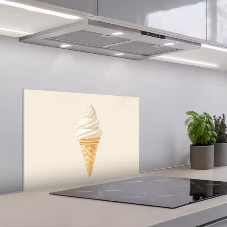 Kitchen splashback for hob - Soft ice cream - Horn - White — 1