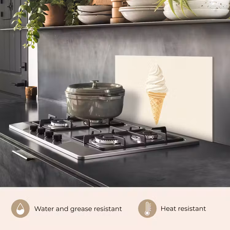 Kitchen splashback for hob - Soft ice cream - Horn - White — 2