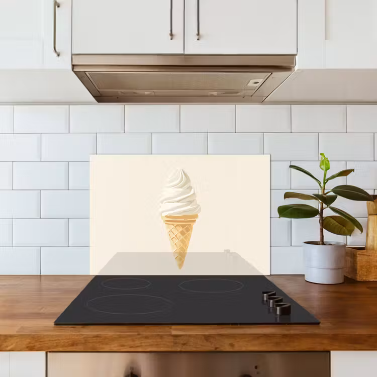 Kitchen splashback for hob - Soft ice cream - Horn - White — 3