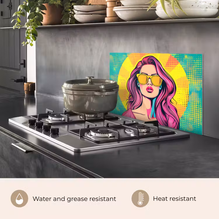 Kitchen splashback for hob - Sunglasses - Woman - Sunny - Yellow — 2
