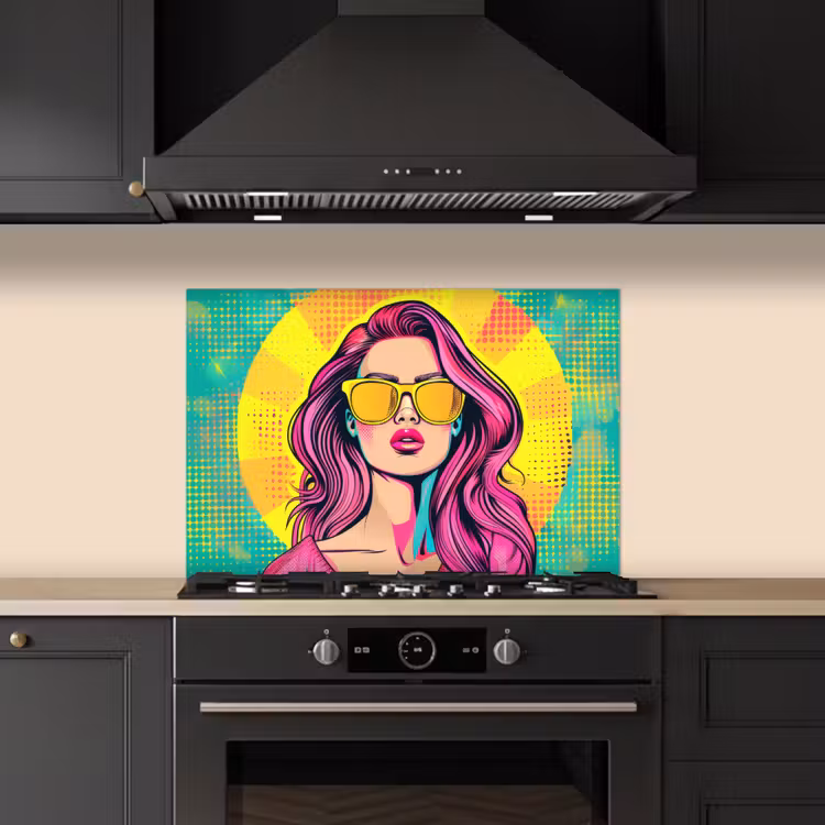 Kitchen splashback for hob - Sunglasses - Woman - Sunny - Yellow — 5
