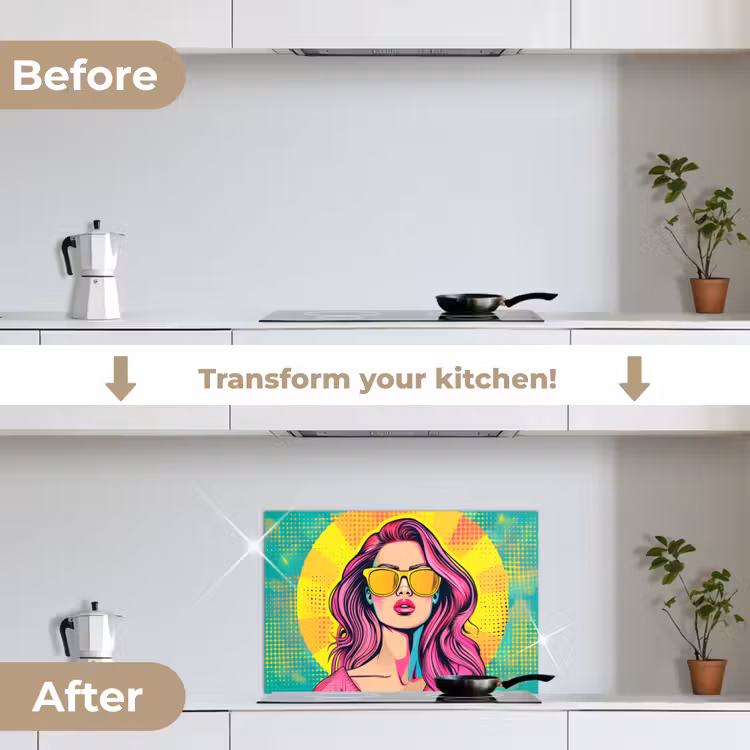 Kitchen splashback for hob - Sunglasses - Woman - Sunny - Yellow — 7