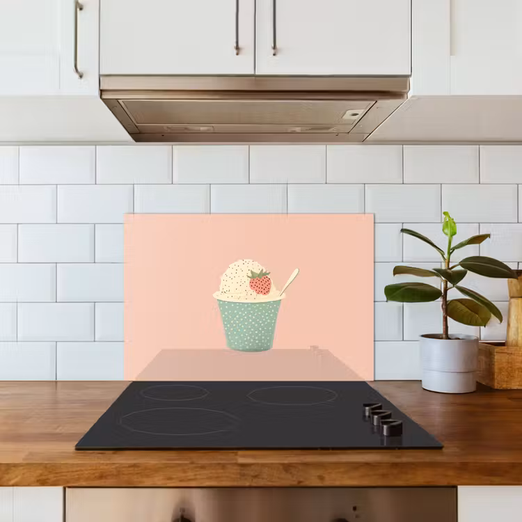 Kitchen splashback for hob - Tray - Ice cream - Strawberry - Pink — 3