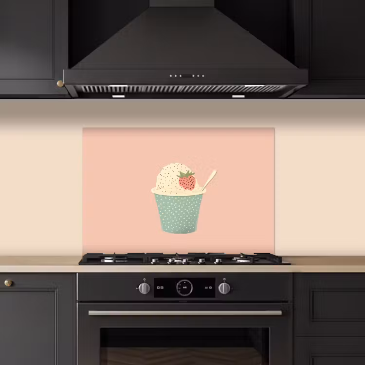 Kitchen splashback for hob - Tray - Ice cream - Strawberry - Pink — 5