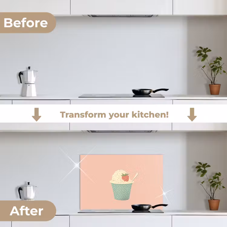 Kitchen splashback for hob - Tray - Ice cream - Strawberry - Pink — 7