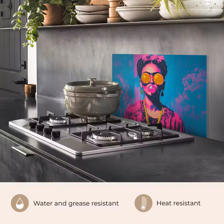 Kitchen splashback for hob - Woman - Chewing gum - Sunglasses - Orange — 2
