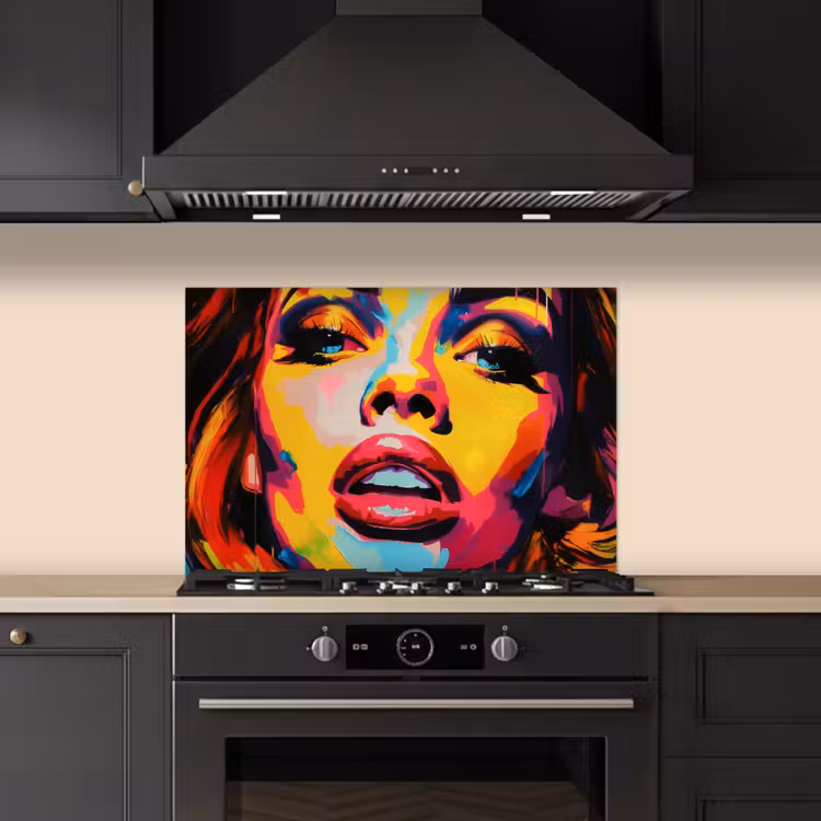 Kitchen splashback for hob - Woman - Face - Colorful — 5