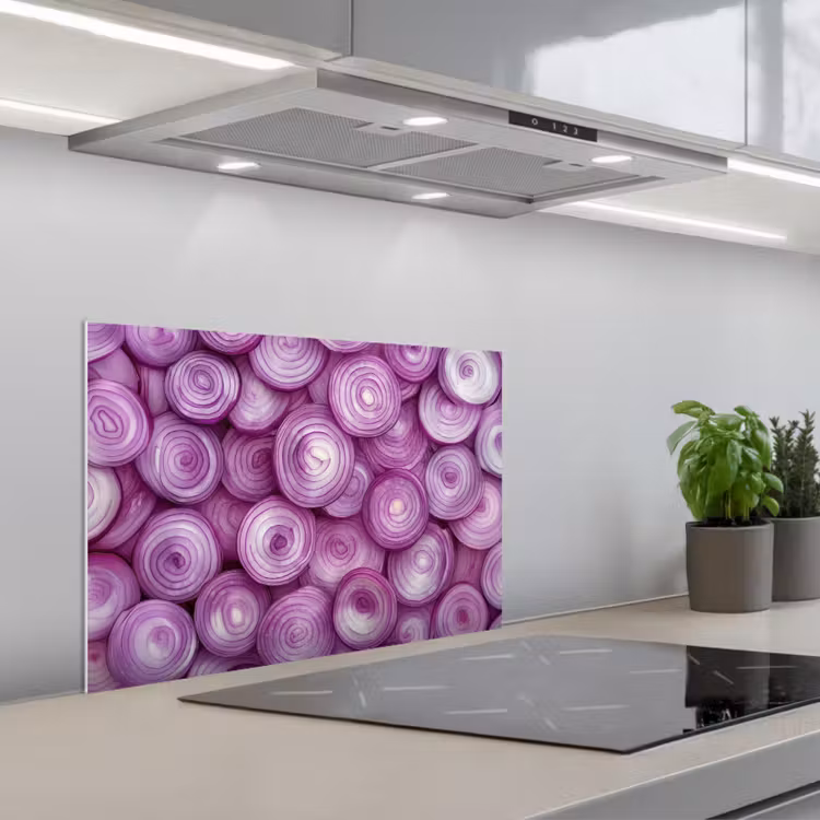 Kitchen splashback for hob - Purple - Onions - Close up — 1