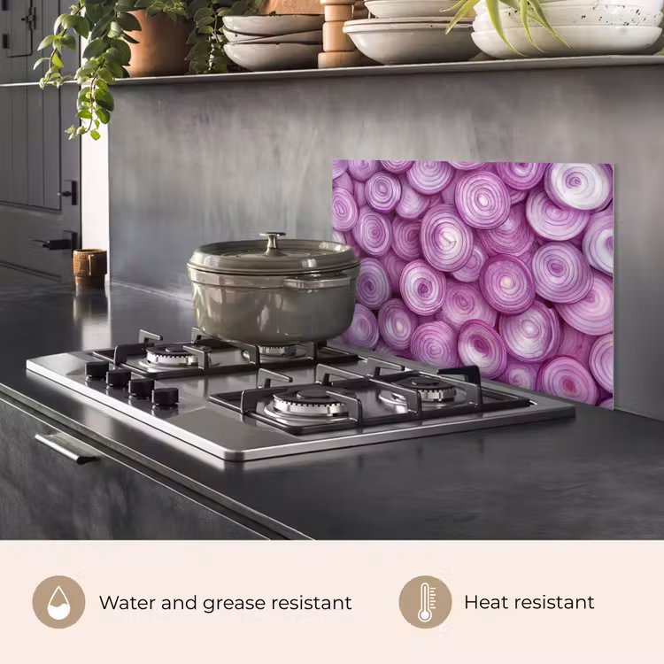 Kitchen splashback for hob - Purple - Onions - Close up — 2