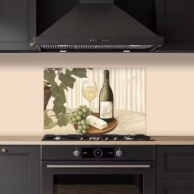 Kitchen splashback for hob - Wine - grapes - cheese - leaves — 5