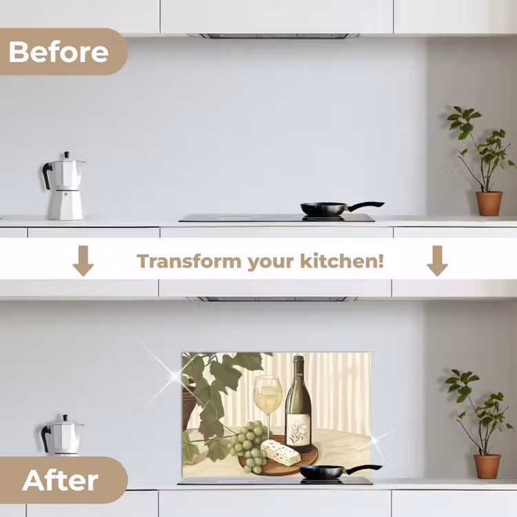 Kitchen splashback for hob - Wine - grapes - cheese - leaves — 7