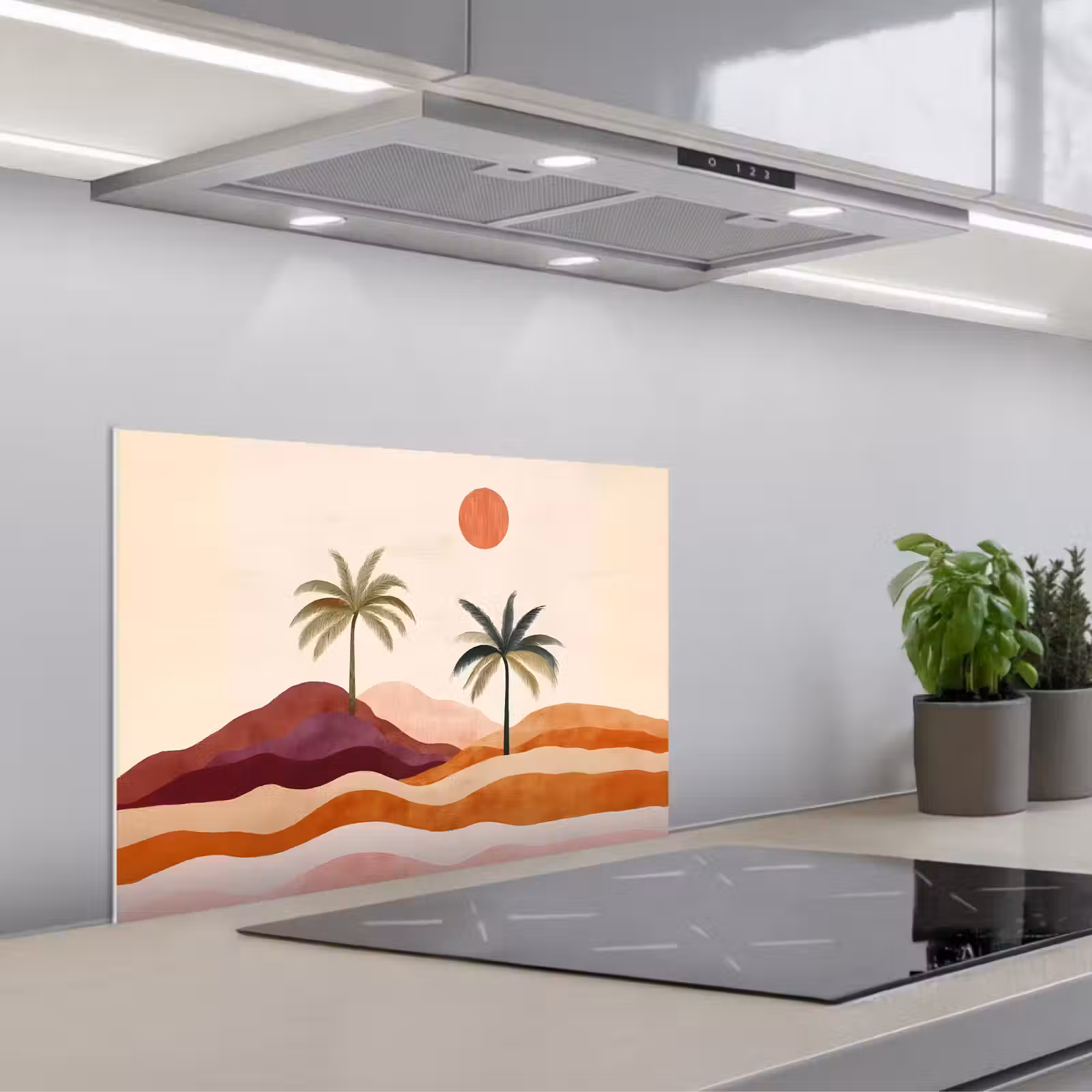 Kitchen splashback for hob - Palm trees - Abstract - Sun - Hills — 1