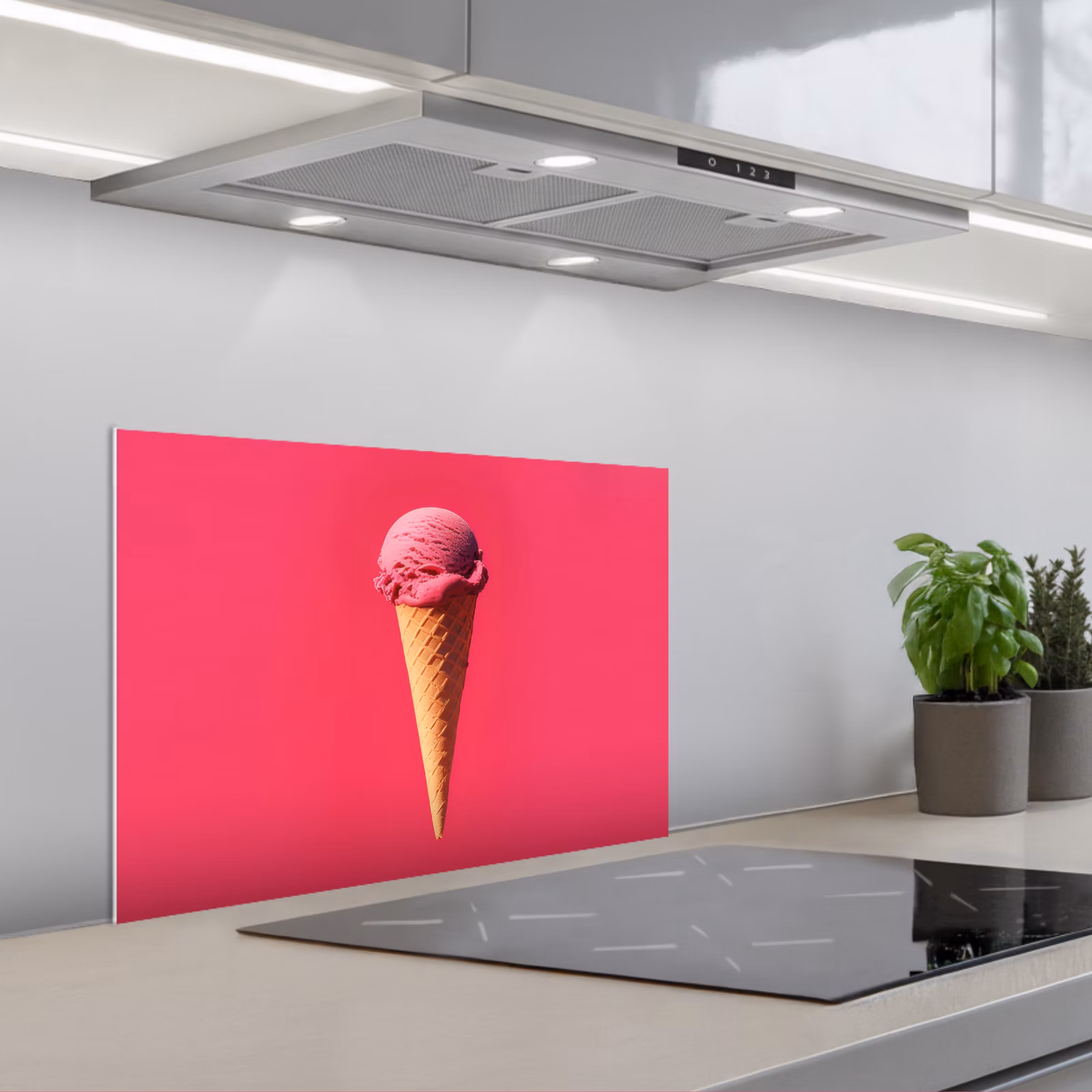 Kitchen splashback for hob - Scoop ice cream - Pink - Horn — 1