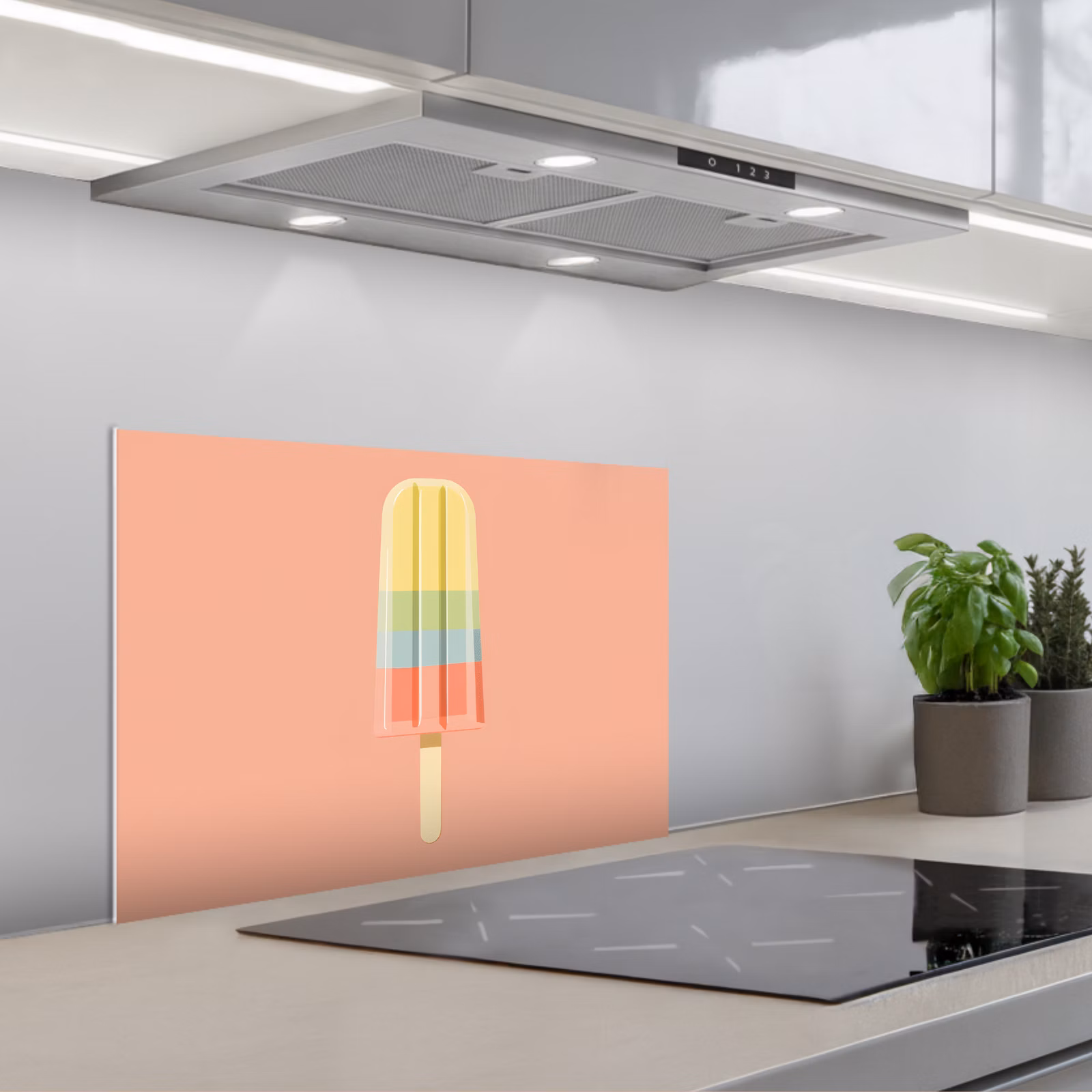 Kitchen splashback for hob - Water ice cream - Pastel shades - Minimalist — 1
