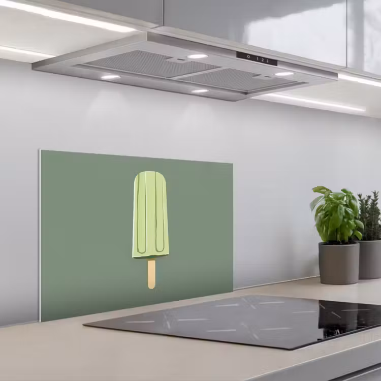 Kitchen splashback for hob - Green - Water ice cream - Stick - Illustration — 1