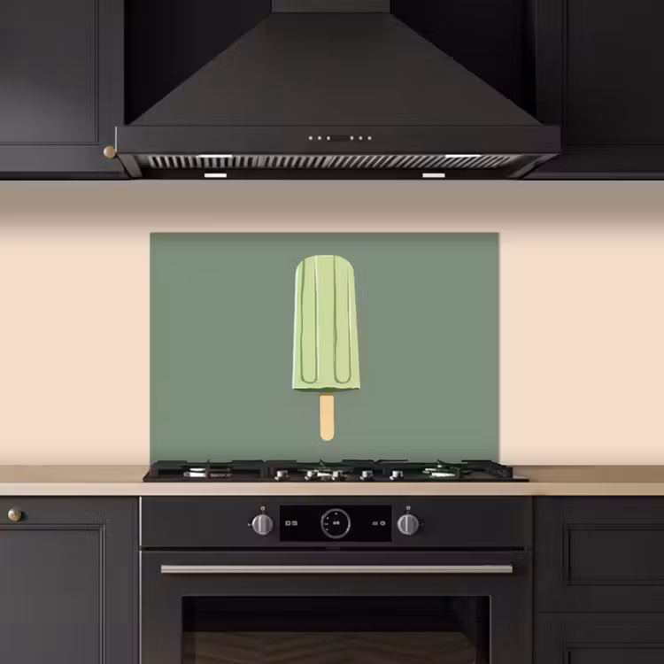 Kitchen splashback for hob - Green - Water ice cream - Stick - Illustration — 5