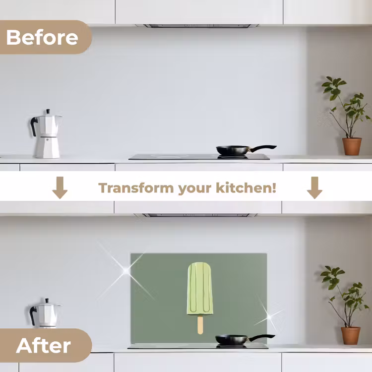 Kitchen splashback for hob - Green - Water ice cream - Stick - Illustration — 7