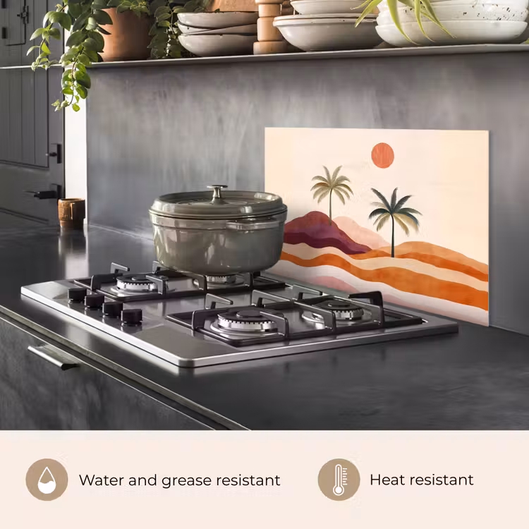 Kitchen splashback for hob - Palm trees - Abstract - Sun - Hills — 2