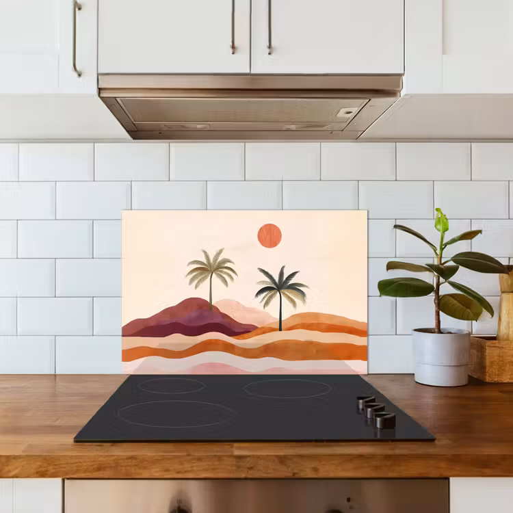 Kitchen splashback for hob - Palm trees - Abstract - Sun - Hills — 3