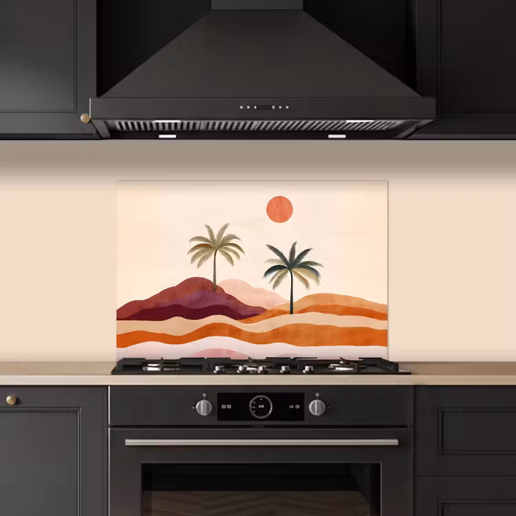 Kitchen splashback for hob - Palm trees - Abstract - Sun - Hills — 5