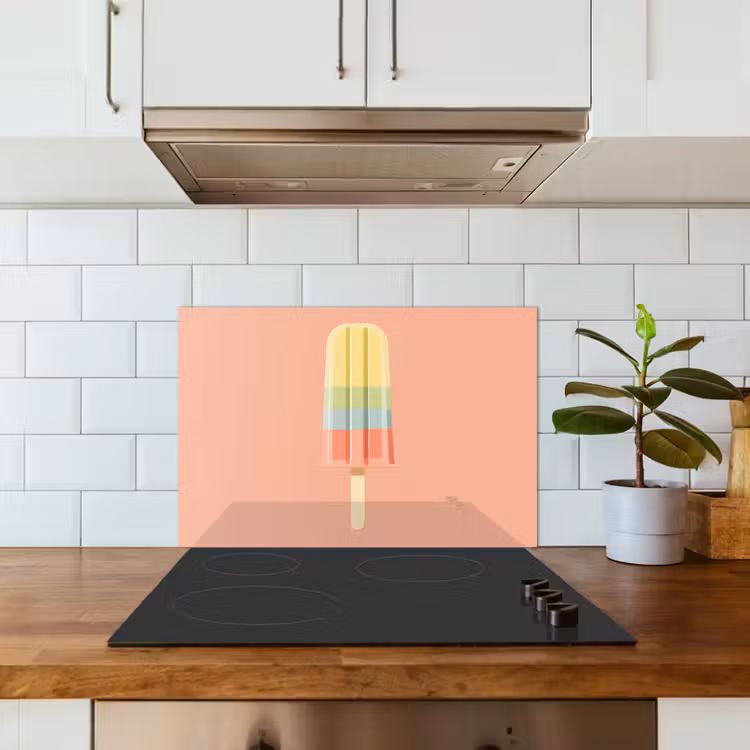 Kitchen splashback for hob - Water ice cream - Pastel shades - Minimalist — 3