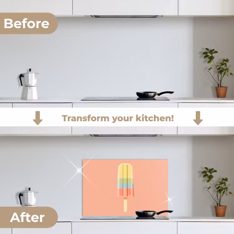 Kitchen splashback for hob - Water ice cream - Pastel shades - Minimalist — 7