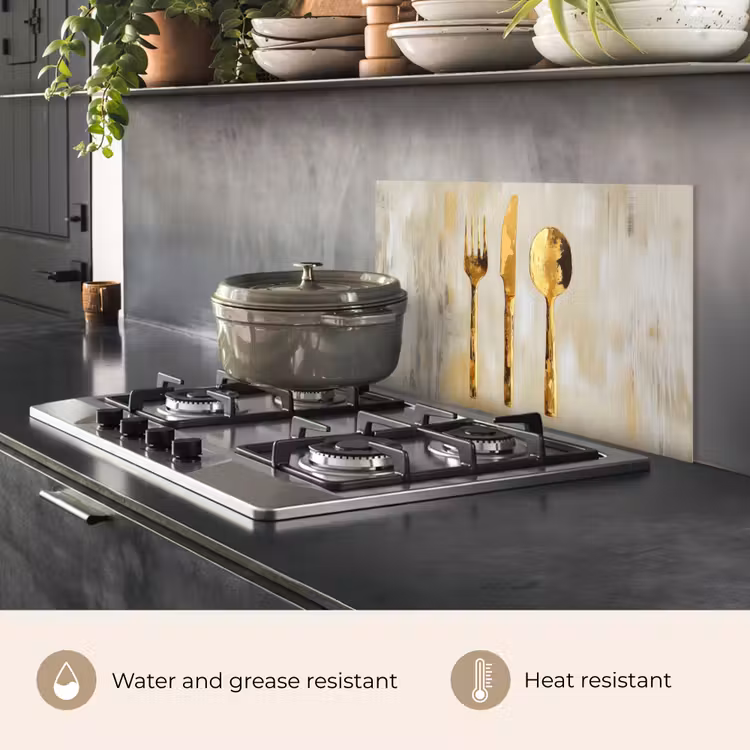 Kitchen splashback for hob - Paint - Gold - Cutlery — 2