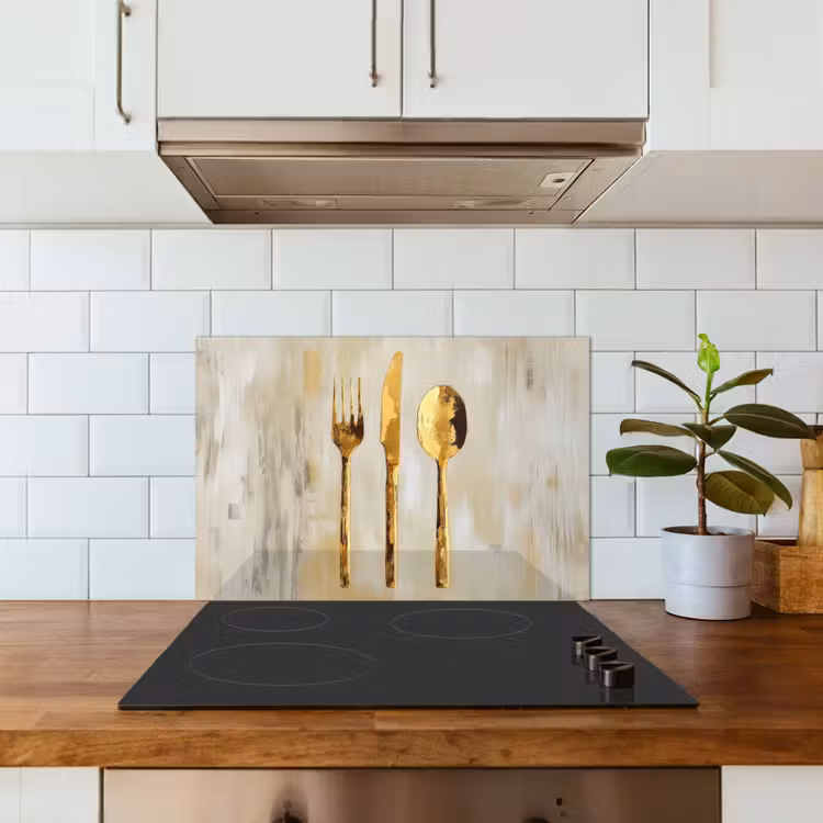Kitchen splashback for hob - Paint - Gold - Cutlery — 3