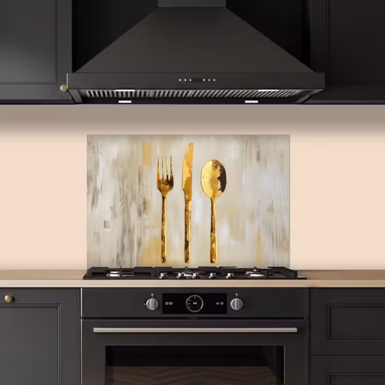 Kitchen splashback for hob - Paint - Gold - Cutlery — 5