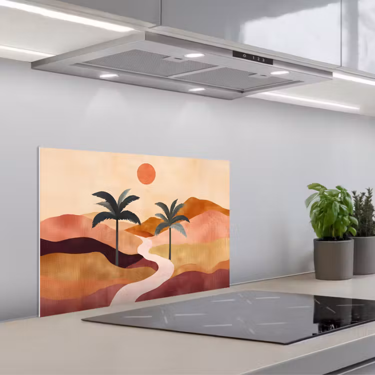 Kitchen splashback for hob - Hills - Palm trees - Abstract — 1