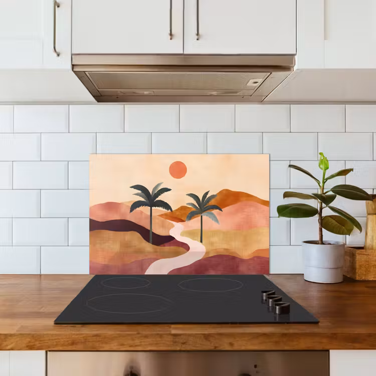 Kitchen splashback for hob - Hills - Palm trees - Abstract — 3