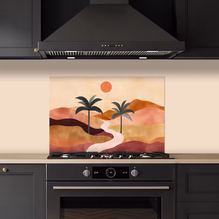 Kitchen splashback for hob - Hills - Palm trees - Abstract — 5
